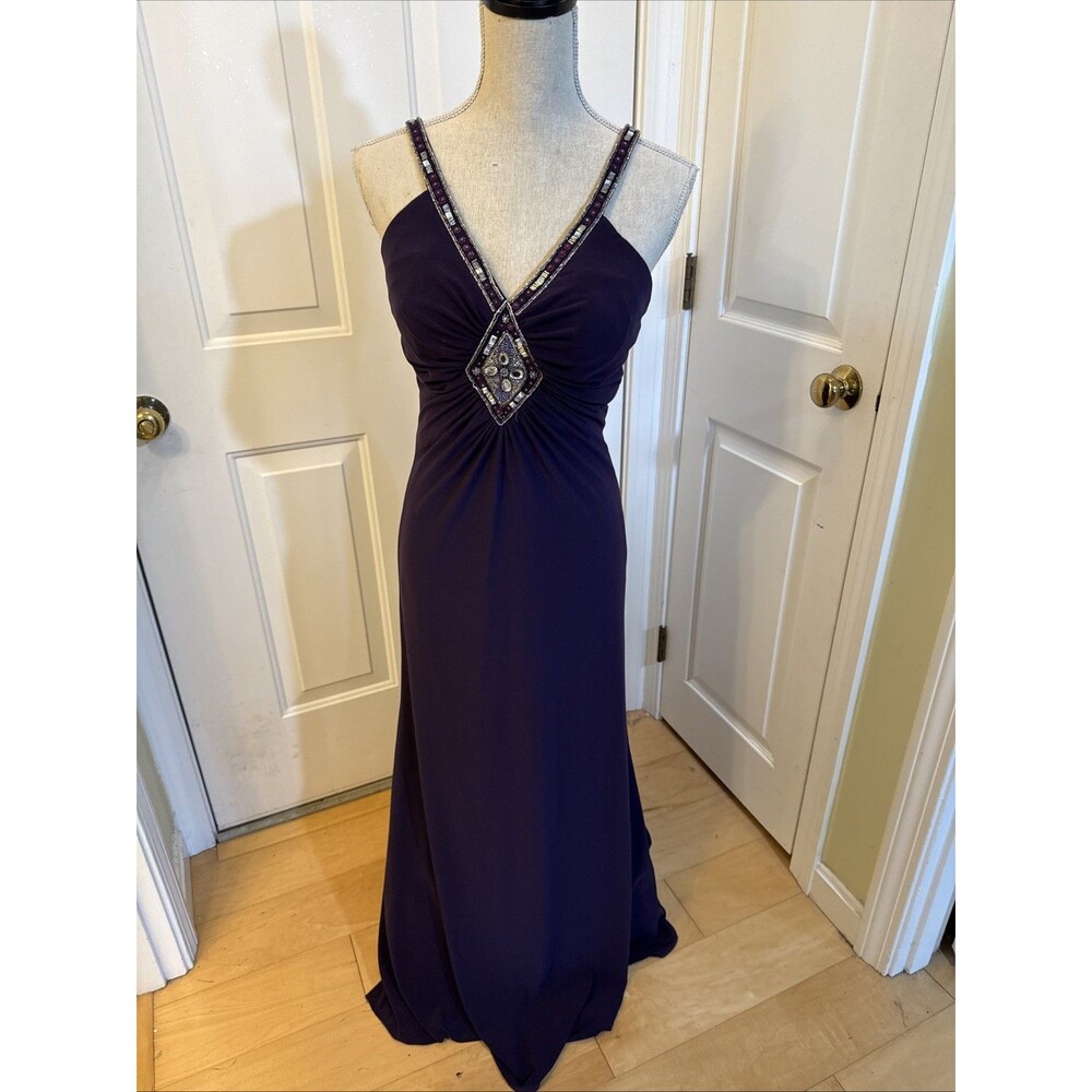 Y2K VAMP BODYCON Janine purple sleeveless comfy stretch maxi gown spandex size m